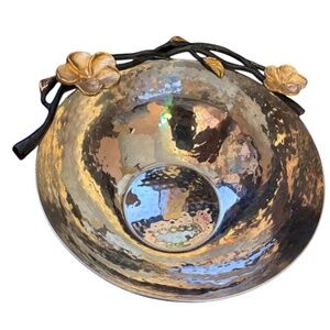 Godinger Hellebore Derby Classic flower Salad Bowl Stainless steel Hammered